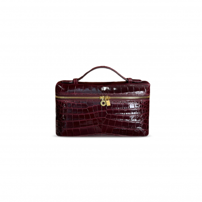 LORO PIANA EXTRA POCKET L19 CROCODILE LEATHER (19*11*6.5cm)